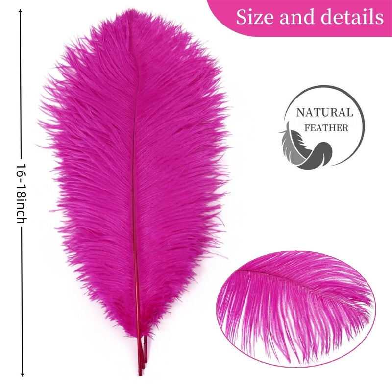 Shekyeon 16-18inch Fuchsia Ostrich Feathers DIY Craft Large Feather for Wedding Party Centerpicecs Flower Arrangement and Easter Gatsbi Decortion Pack of 10 - Image 4